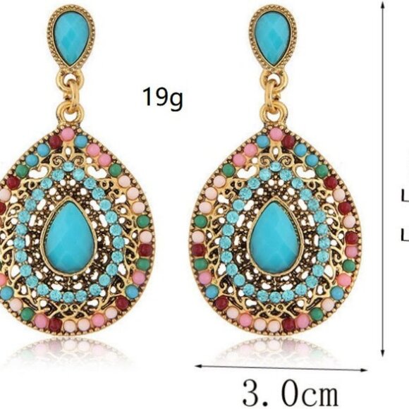 Boho Drop Earrings Alloy Colorful Dangle Jewelry for Women Travel Gift - Picture 3 of 6